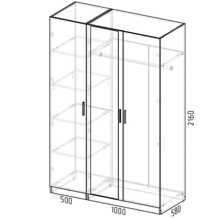 Набор мебели Марсель МР 01-02 (ЛДСП Белый премиум) Ш1500 В2160 Г580